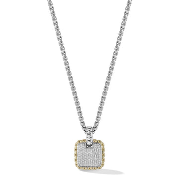JAI Two-Tone Diamond Pave Square Pendant